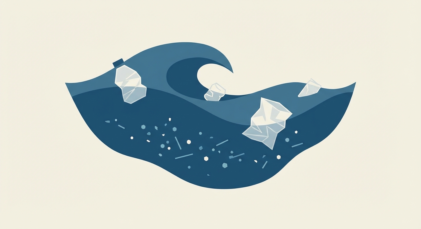 Representative image for question: Which polymer, commonly used in single-use bags, is a major component of buoyant marine microplastics?