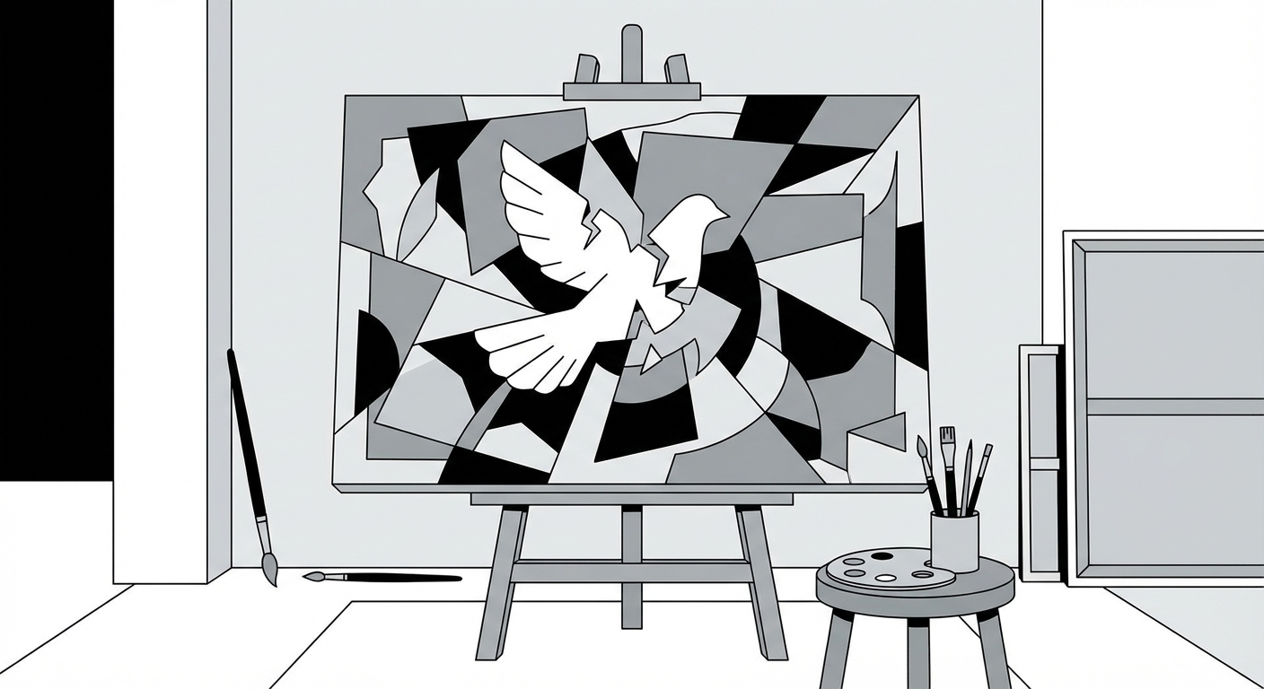 Representative image for question: Which artist painted Guernica, the large monochrome work protesting the 1937 bombing of the Basque town?