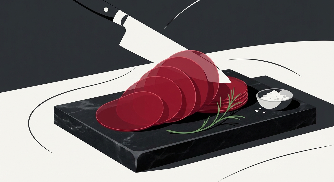 Representative image for question: Which cut of beef is most traditionally used for making carpaccio?