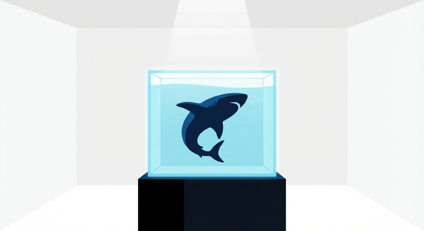 Representative image for question: Which contemporary artist exhibited 'The Physical Impossibility of Death in the Mind of Someone Living', a tiger shar...