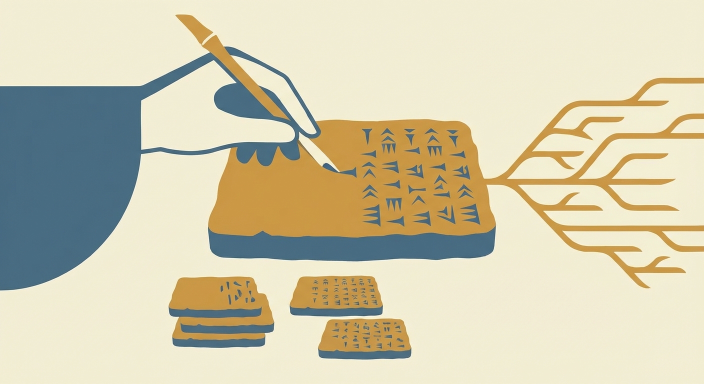 Representative image for question: Which ancient civilization is credited with developing the earliest known system of writing called cuneiform?