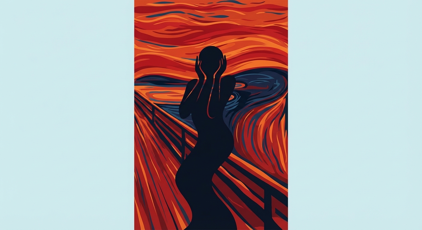 Representative image for question: Which artist created the expressionist painting 'The Scream' (the anguished figure against a blood-red sky)?
