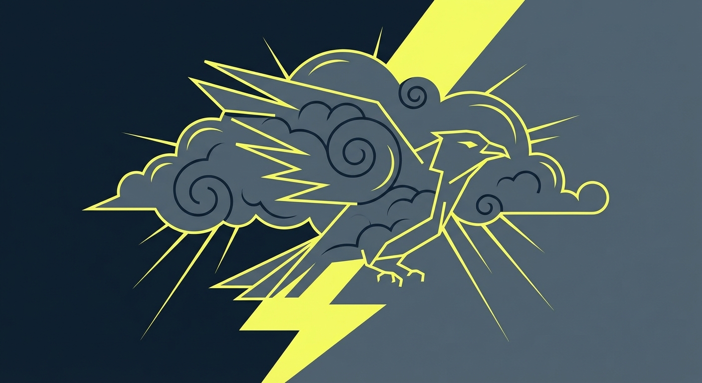 Representative image for question: Which mythic bird in various North American indigenous traditions is linked with thunder, lightning, and control of s...