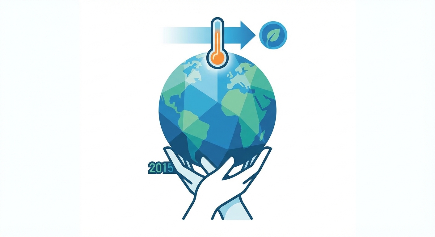 Representative image for question: Which international agreement, adopted in 2015, aims to limit global warming to well below 2°C and pursue efforts to...