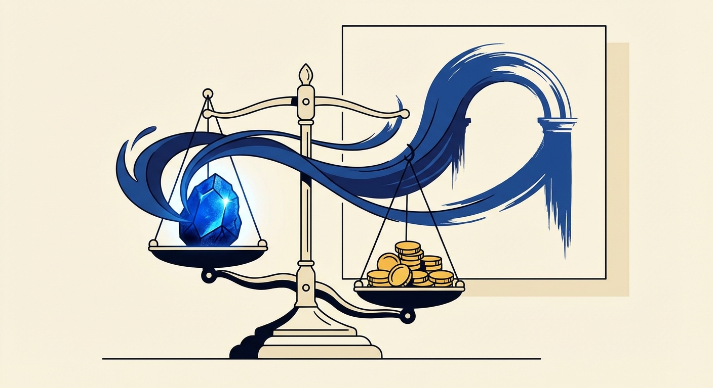 Representative image for question: Which pigment was historically ground from lapis lazuli and prized for its deep blue in Renaissance paintings?