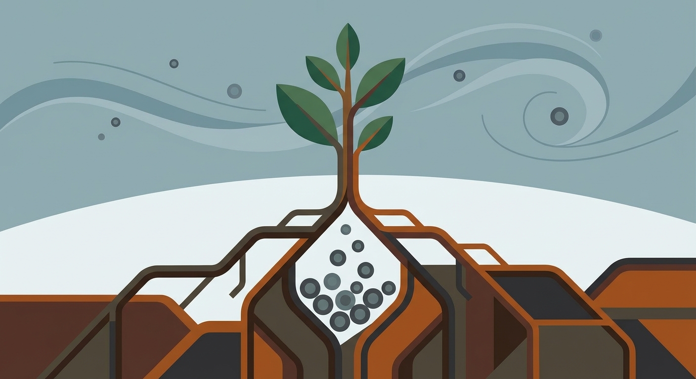 Representative image for question: Soil carbon sequestration primarily stores atmospheric carbon in which pool?