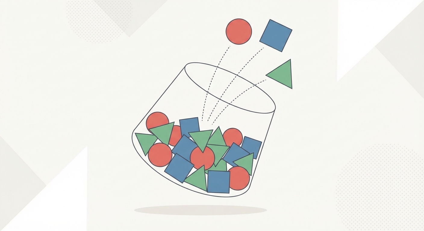 Representative image for question: A box has 5 red, 7 blue, and 8 green beads. If three beads are drawn without replacement, what is the probability all...