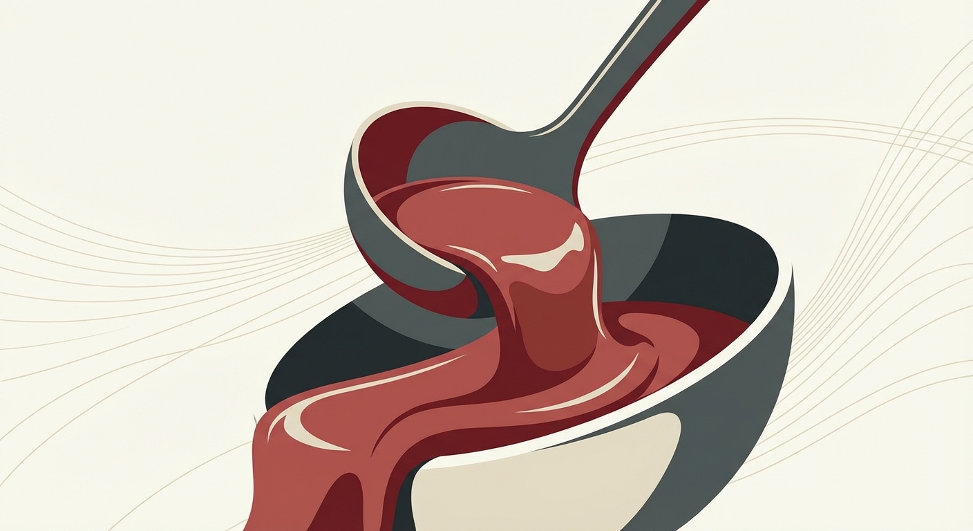 Representative image for question: In sauce making, what does the term 'nappe' indicate about a sauce's consistency?