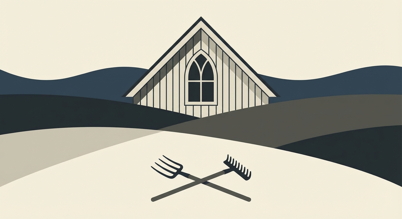 Representative image for question: Who painted the American work 'American Gothic' in 1930, showing a farmer and a woman before a Carpenter Gothic house?